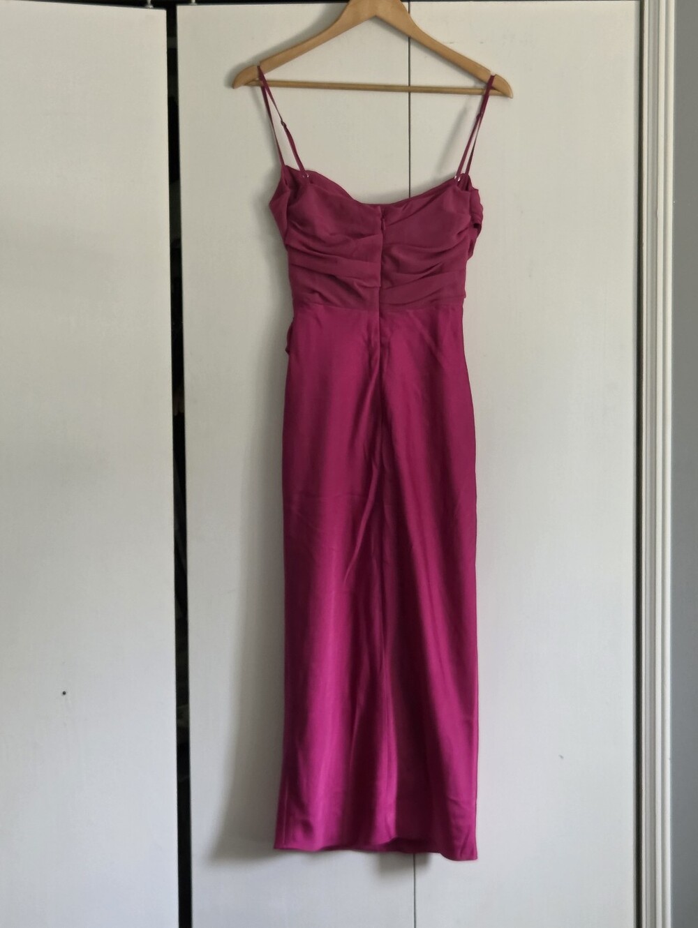 House of CB Teia Hot Pink Satin Cowl Slip Midi Dress - Picture 3 of 5